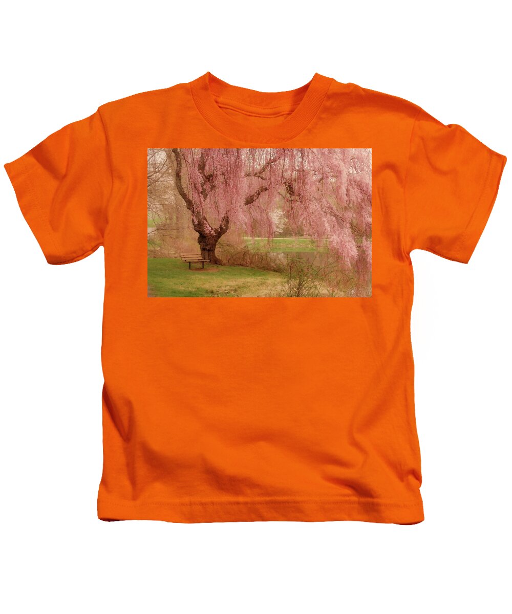 Cherry Blossom Trees Kids T-Shirt featuring the photograph Memories - Holmdel Park by Angie Tirado
