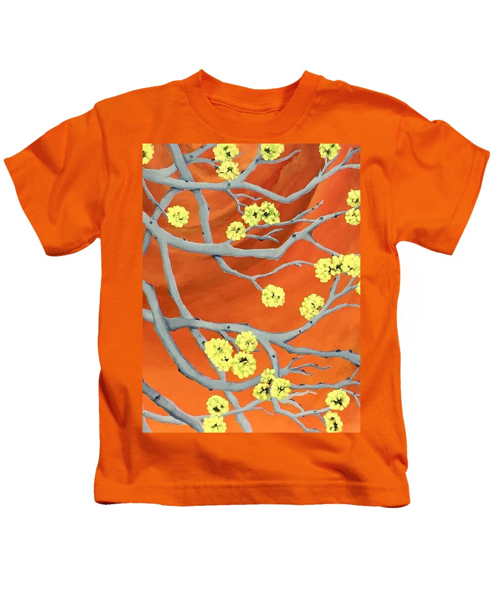 Moab Kids T-Shirt featuring the painting Moab Blossoms by Renee Noel