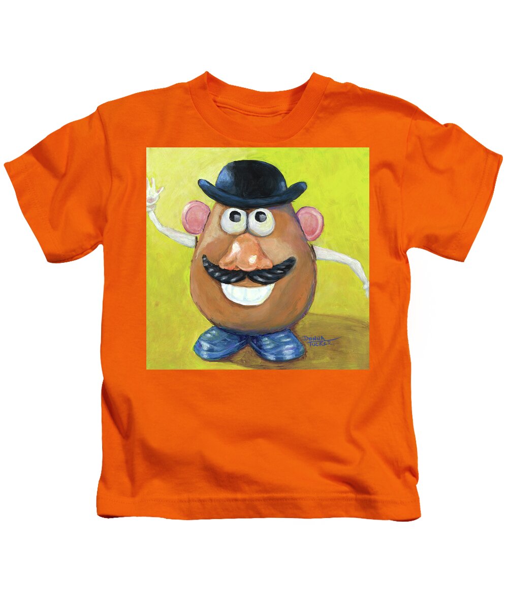 Toy Kids T-Shirt featuring the painting Mr. Potato Head by Donna Tucker