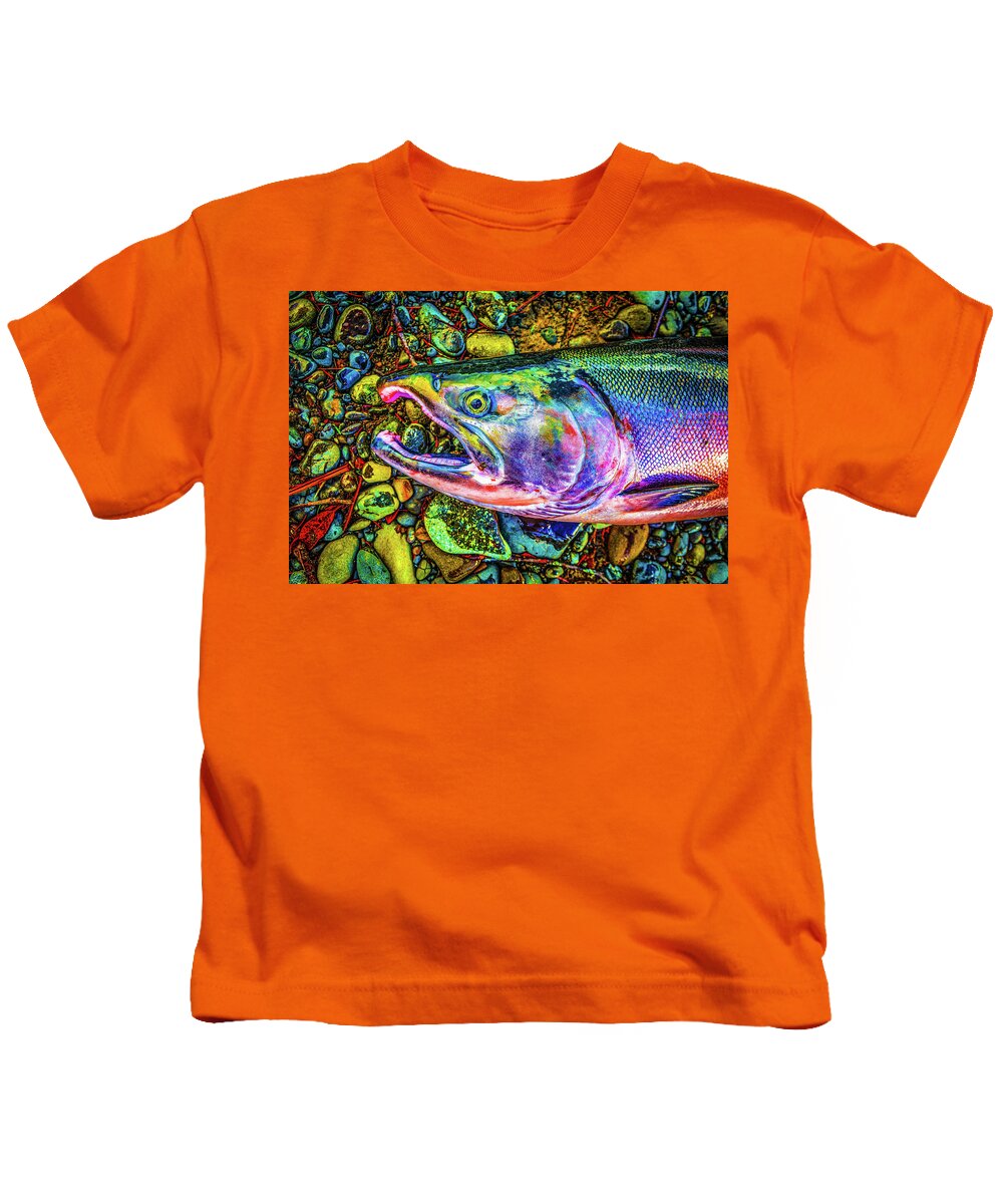 Fishing Kids T-Shirt featuring the photograph Neon Coho by Jason Brooks