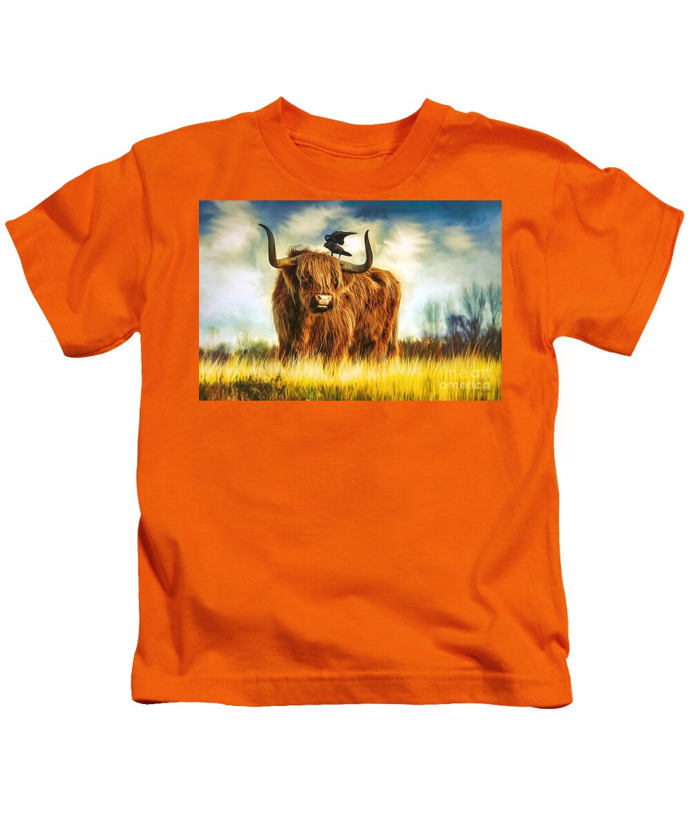 Cow Kids T-Shirt featuring the painting No Crow About It by Tina LeCour