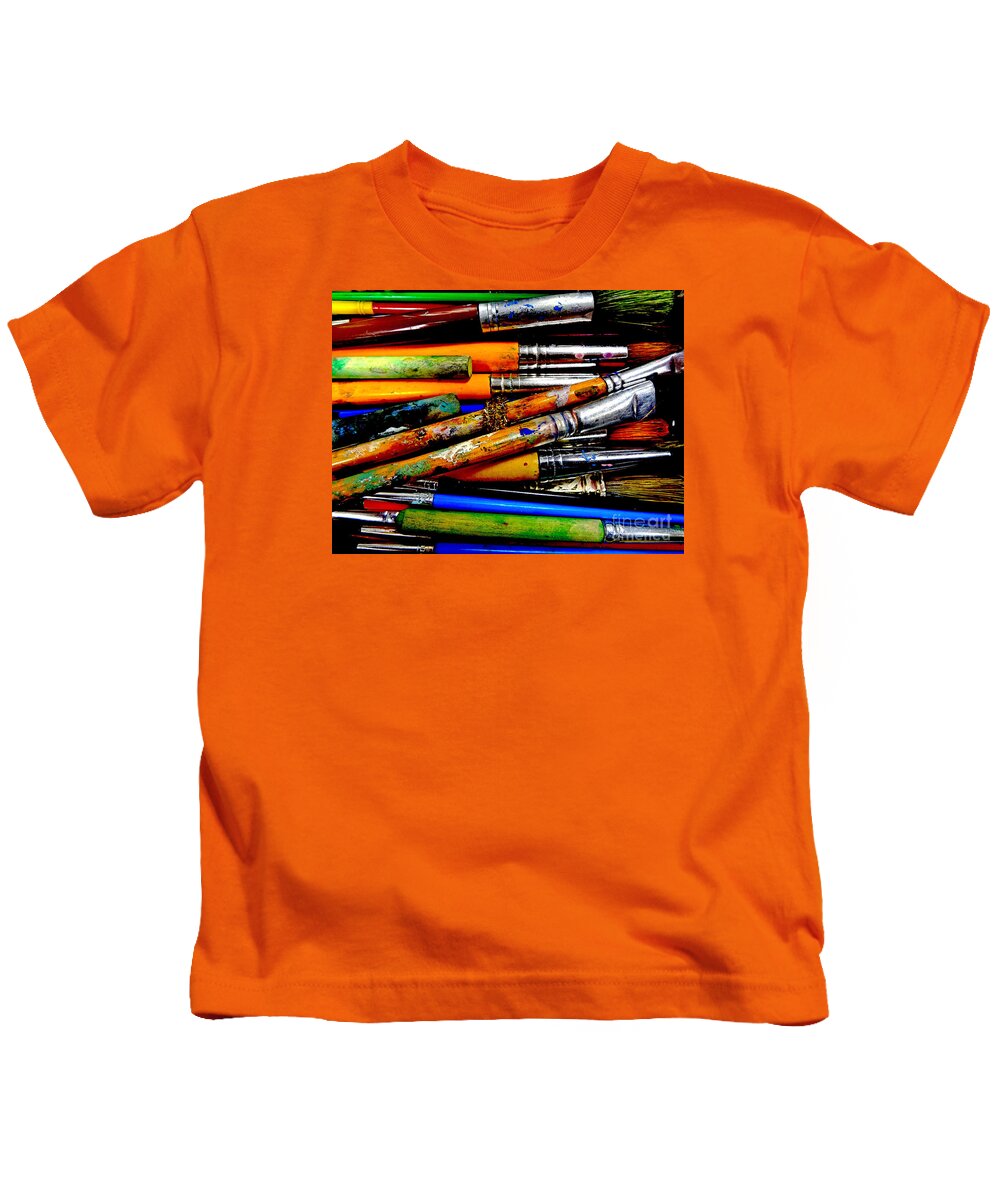 Paintbrushes Kids T-Shirt featuring the photograph Paintbrushes by Eddy Mann