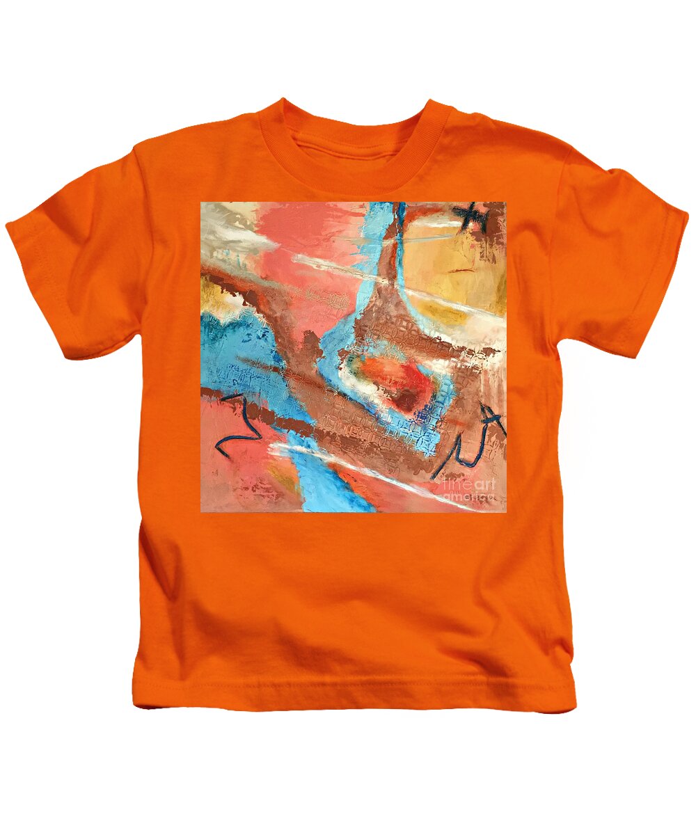 Abstract Kids T-Shirt featuring the painting Peaceful Journey by Mary Mirabal