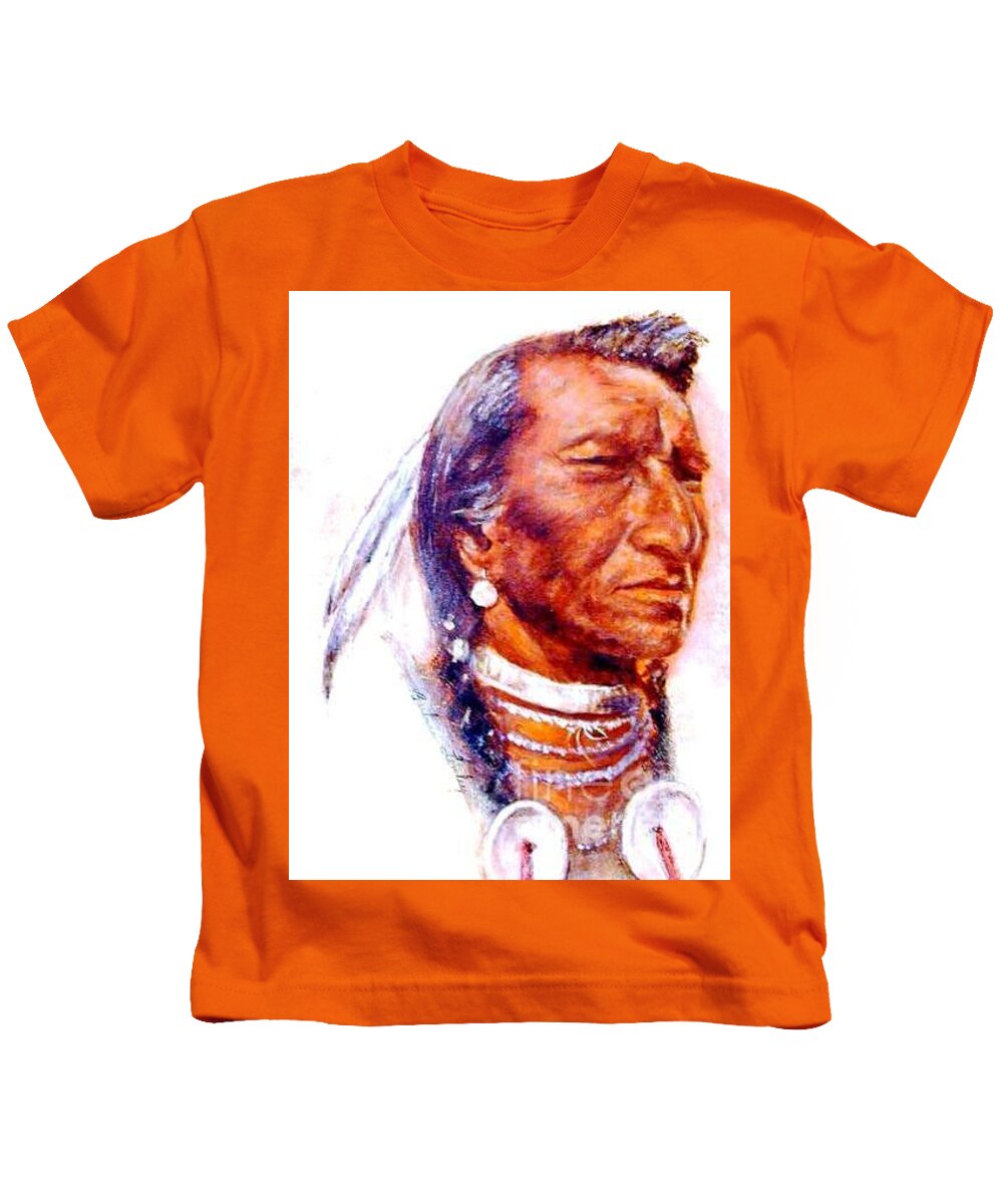 Native Kids T-Shirt featuring the painting Pensive by Barbara Lemley
