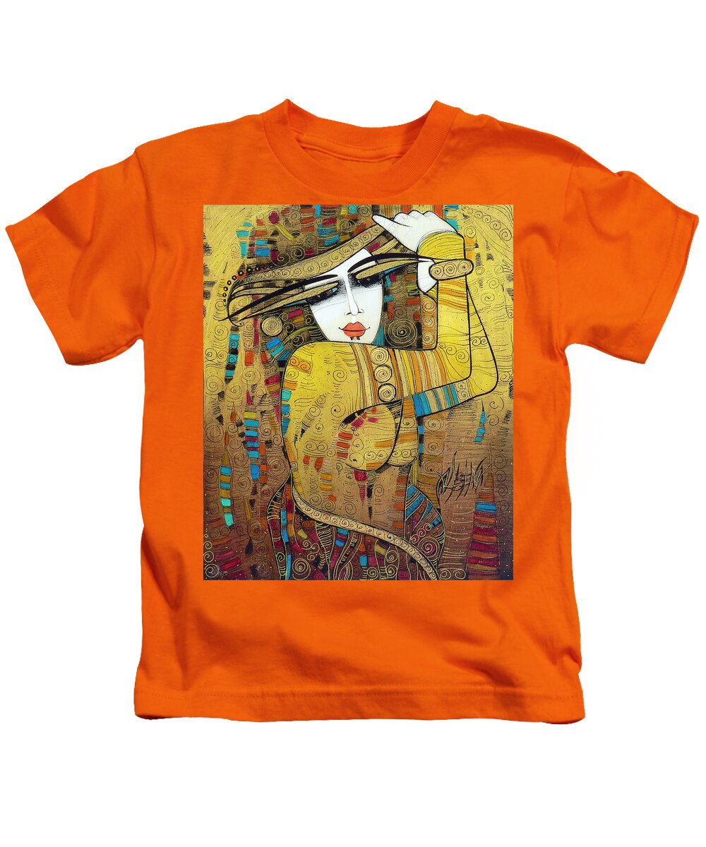 Albena Kids T-Shirt featuring the painting Poupoupidou by Albena Vatcheva