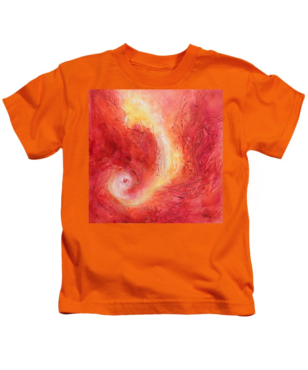 Red Kids T-Shirt featuring the painting Rebirth by Sherry Seltzer-Kreutzer