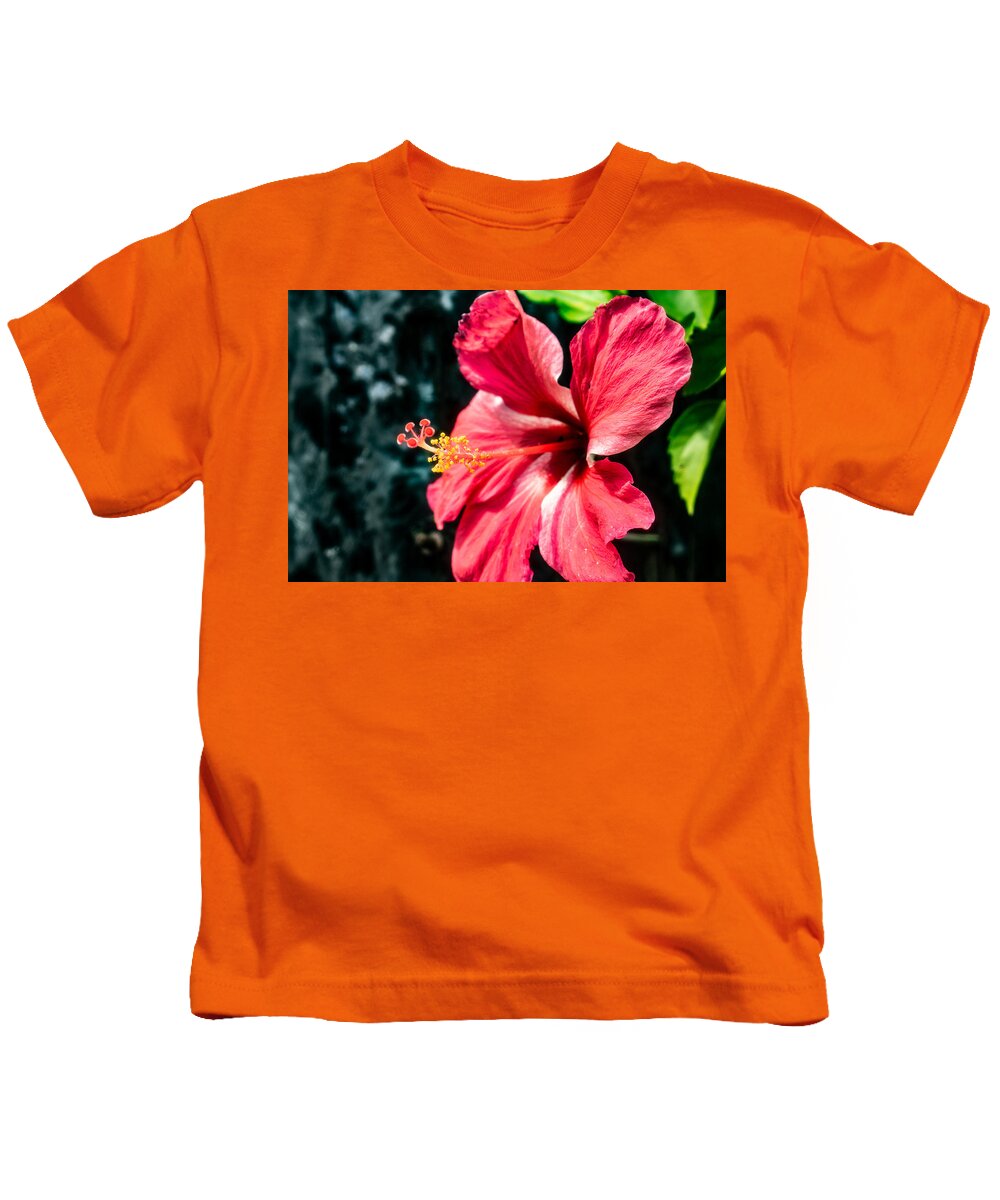 French Kids T-Shirt featuring the photograph Red Hibiscus by Martin Naugher