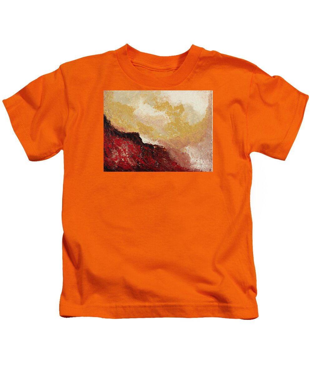 Swirl Kids T-Shirt featuring the painting Red Waves by Preethi Mathialagan