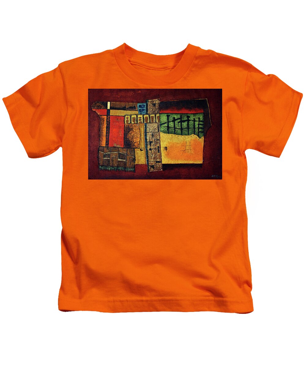 Abstract Kids T-Shirt featuring the painting Roots by Michael Nene