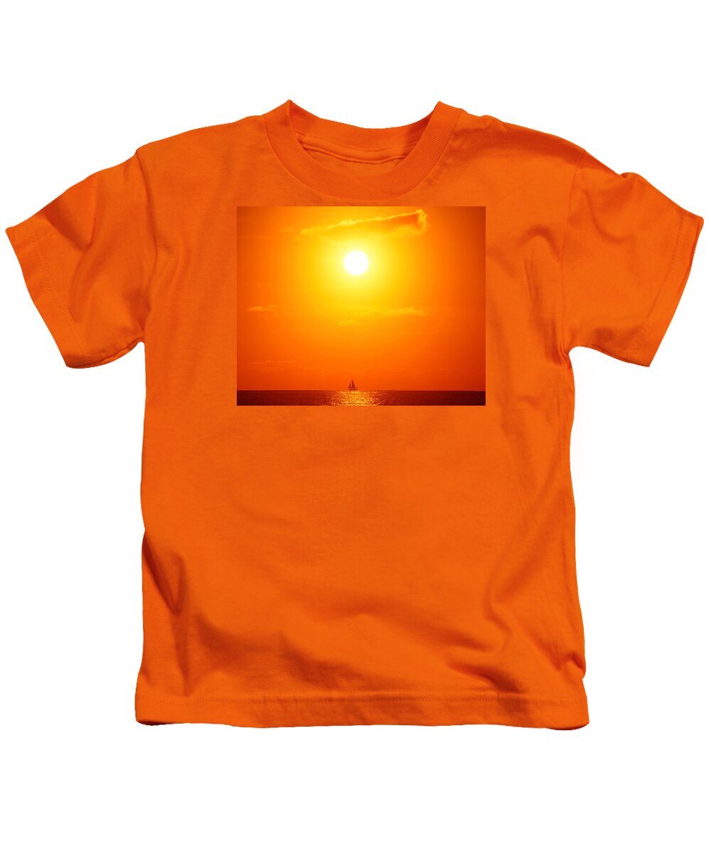 Ocean Kids T-Shirt featuring the photograph Sailing on a Sea of Orange by Lawrence S Richardson Jr