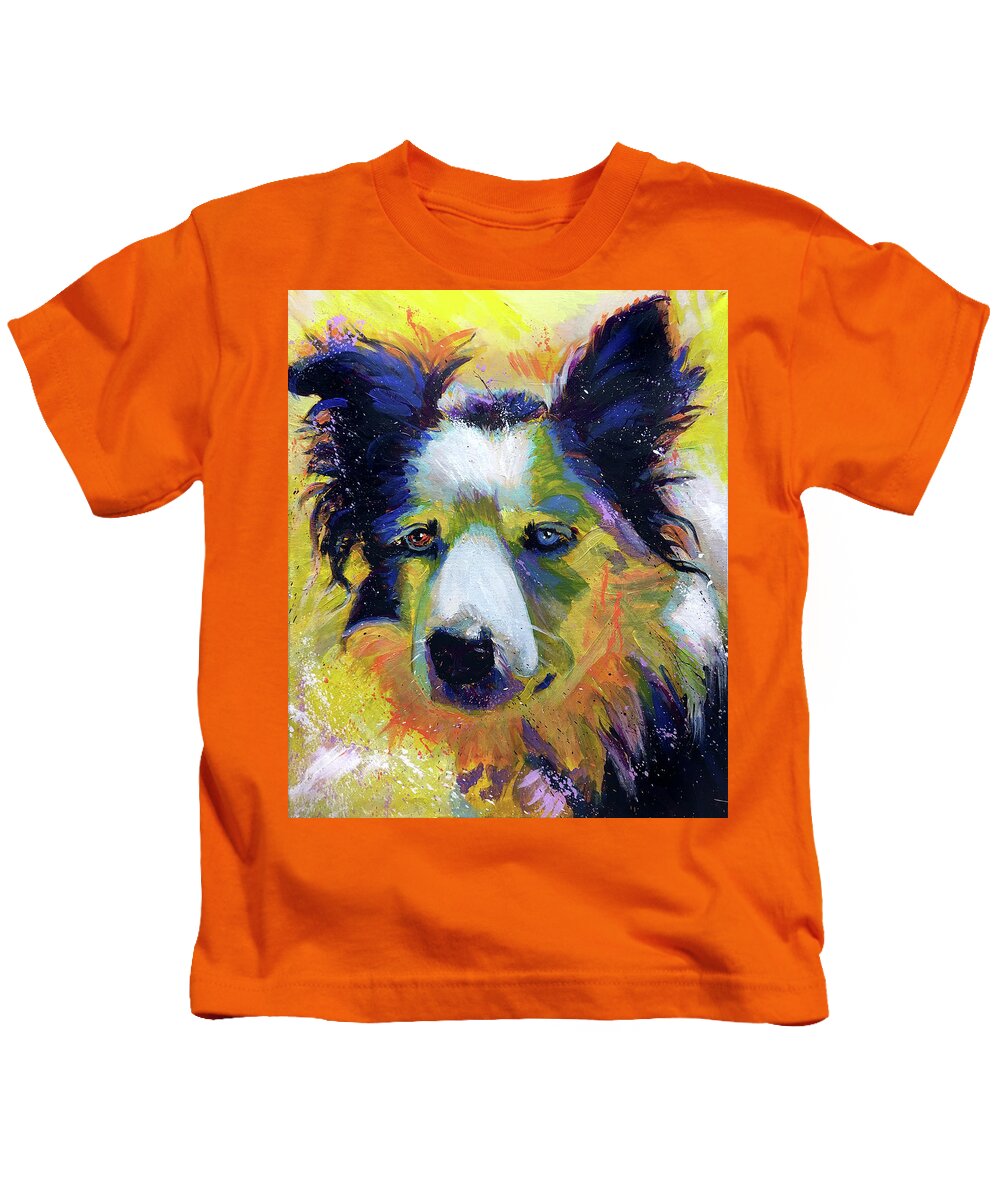 Sheep Kids T-Shirt featuring the painting Sheep Dog by Steve Gamba