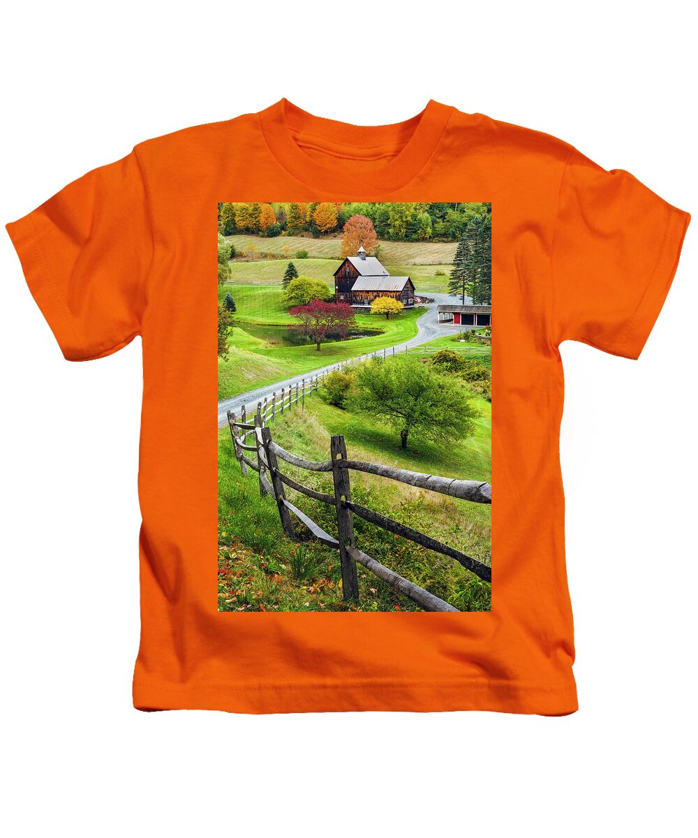 Jenne Farm Kids T-Shirt featuring the photograph Sleepy Hollow Farm in Autumn by Randy Lemoine