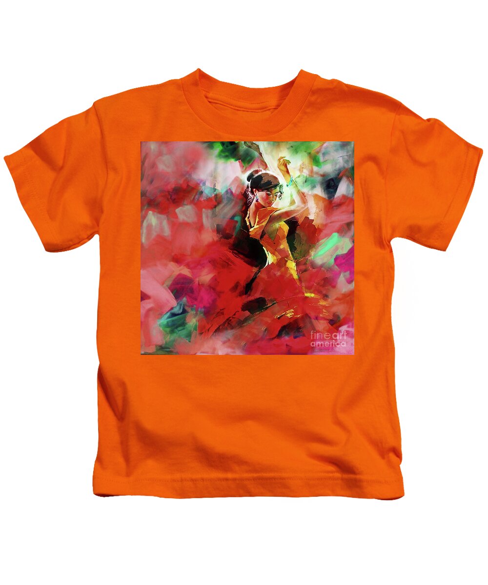  Kids T-Shirt featuring the painting Spanish Dance by Gull G