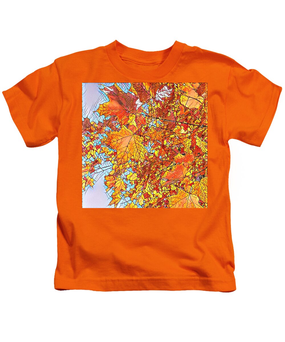Maple Kids T-Shirt featuring the photograph Stained glass Vermont Maple by Cynthea Wight Hausman