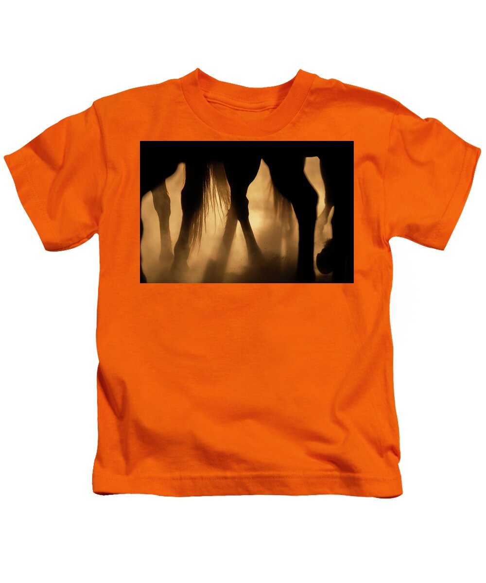 Horse Kids T-Shirt featuring the photograph Stretch Those Legs - Three Bars Ranch by Ryan Courson