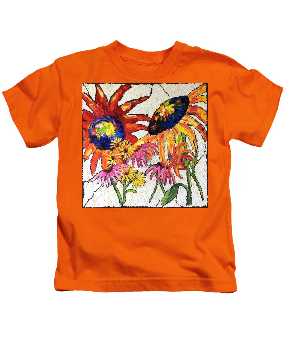 Flowers Kids T-Shirt featuring the painting Summertime Bouquet by Carrie Jacobson