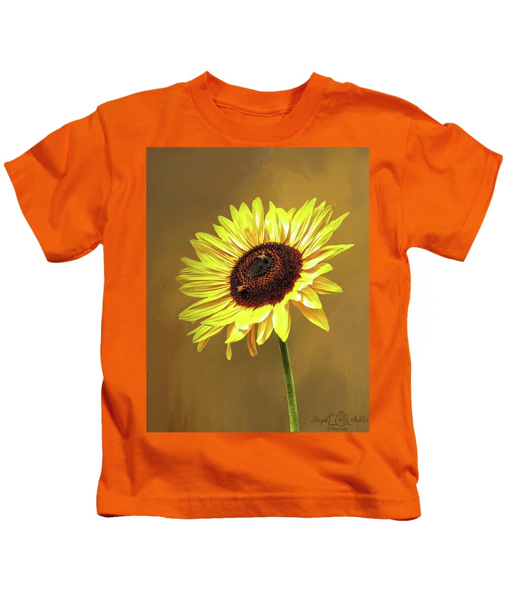 Texture Kids T-Shirt featuring the photograph Sunflower Salute by Steph Gabler