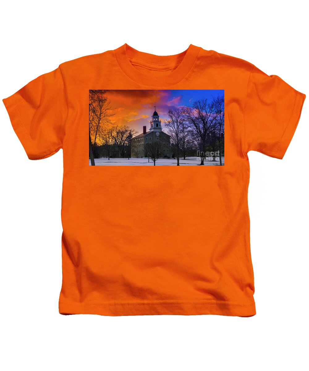 Vermont Kids T-Shirt featuring the photograph Sunset at the Middlebury College by Scenic Vermont Photography