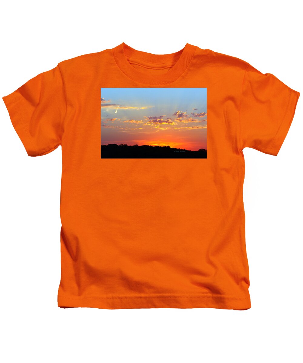 Sunset Kids T-Shirt featuring the digital art Sunset Glory Orange Blue by Jana Russon
