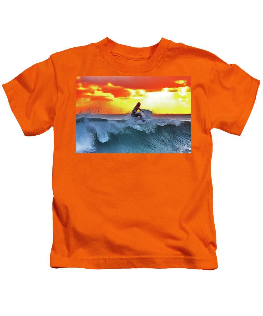 Surferking Kids T-Shirt featuring the painting SurferKing by Harry Warrick