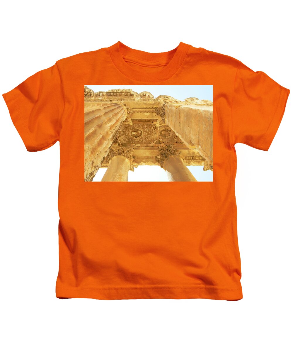 Marwan Khoury Kids T-Shirt featuring the photograph Temple of Bacchus by Marwan George Khoury
