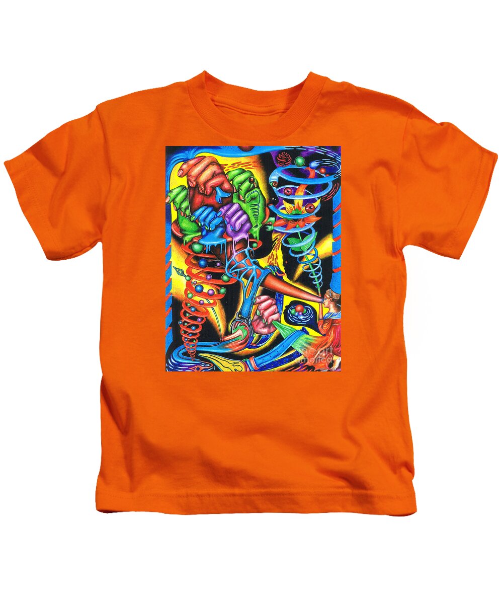 Revelation Kids T-Shirt featuring the drawing The Infinite Expansion of a Cosmic Revelation by Justin Jenkins
