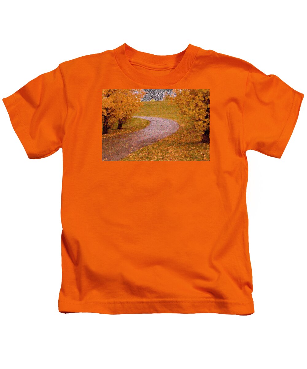 Leaves Kids T-Shirt featuring the photograph The Path in Mozaic print by Jana Rosenkranz