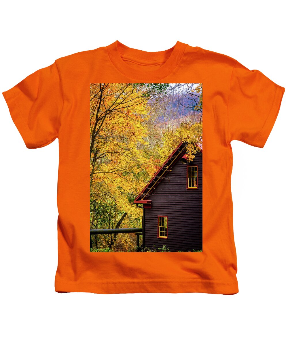 Landscape Kids T-Shirt featuring the photograph Tingler's Mill in Fall by Joe Shrader