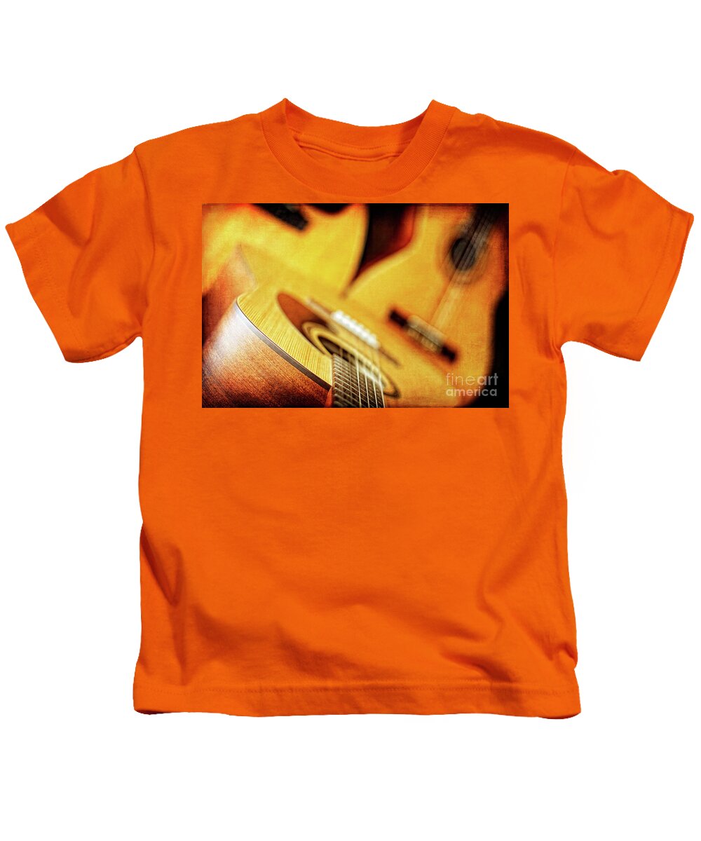 Trio Kids T-Shirt featuring the photograph Trio of Acoustic Guitars by Lincoln Rogers