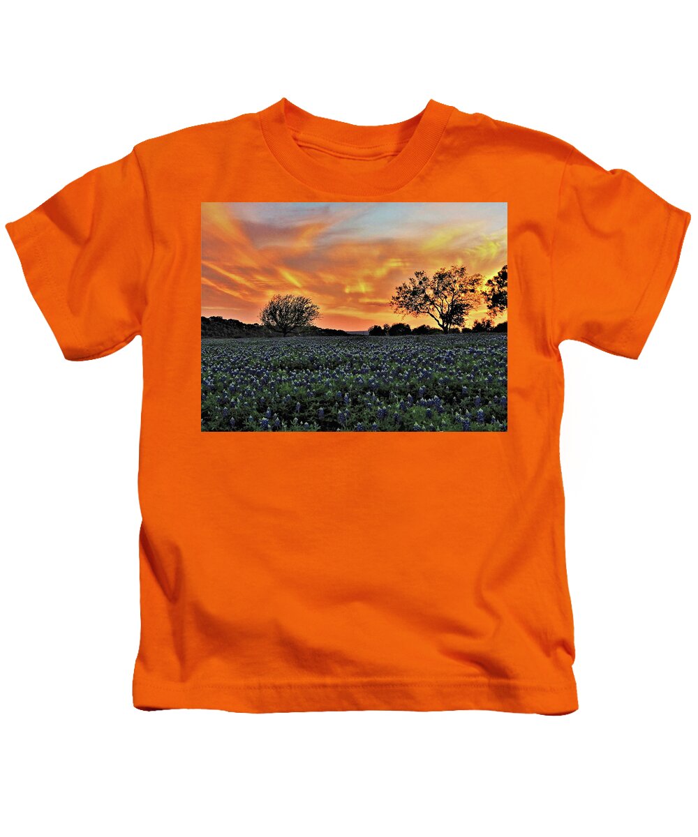 Sunset Kids T-Shirt featuring the photograph Turkey Bend sunset by Jerry Connally