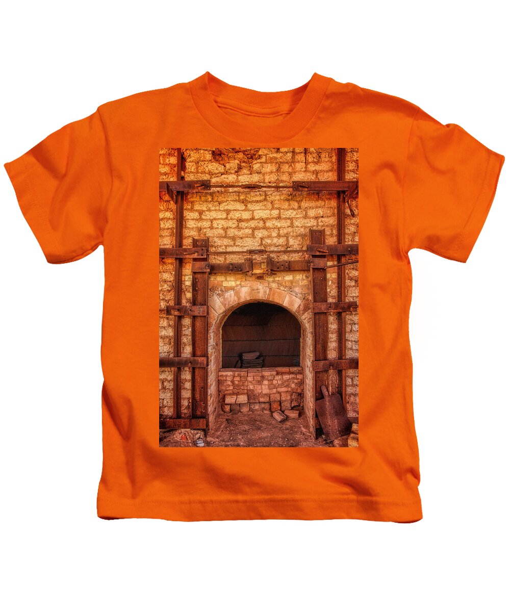 Pottery Kids T-Shirt featuring the photograph Updraft Kiln La Luz Pottery 3 by Diana Powell