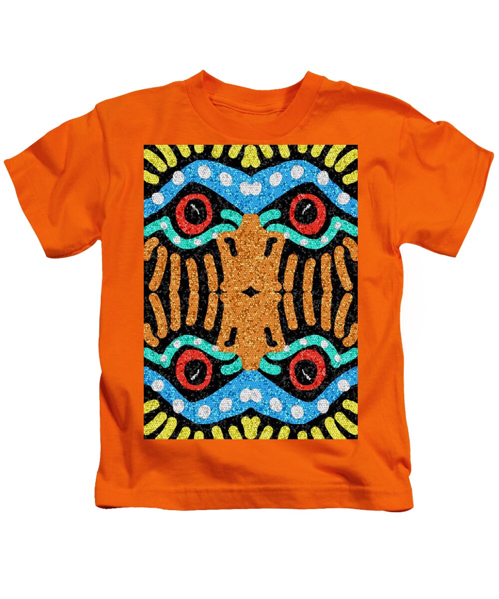 Mosaic Kids T-Shirt featuring the mixed media War Eagle Totem Mosaic by Shelli Fitzpatrick