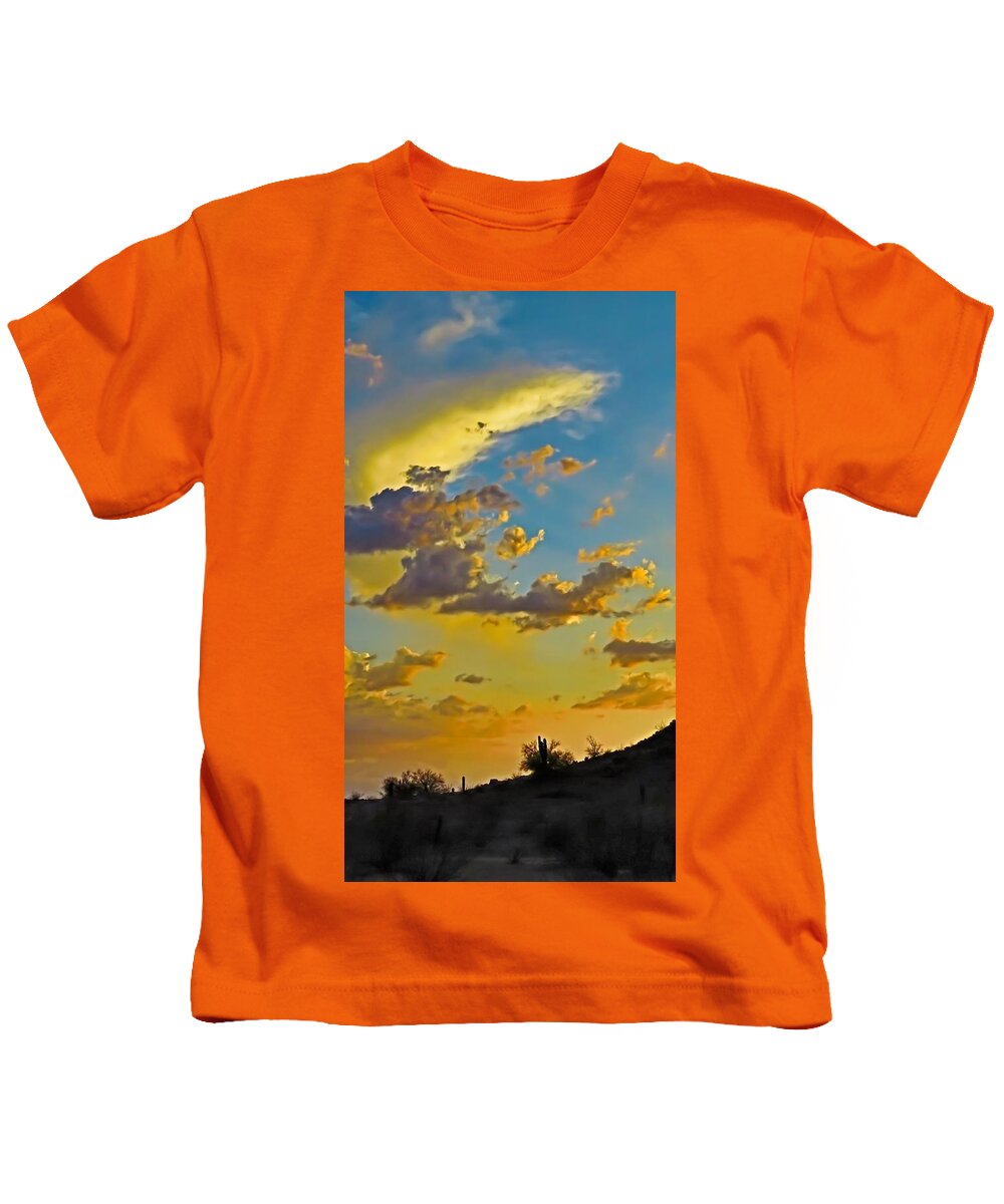 Arizona Kids T-Shirt featuring the photograph Y Cactus Sunset 10 by Judy Kennedy