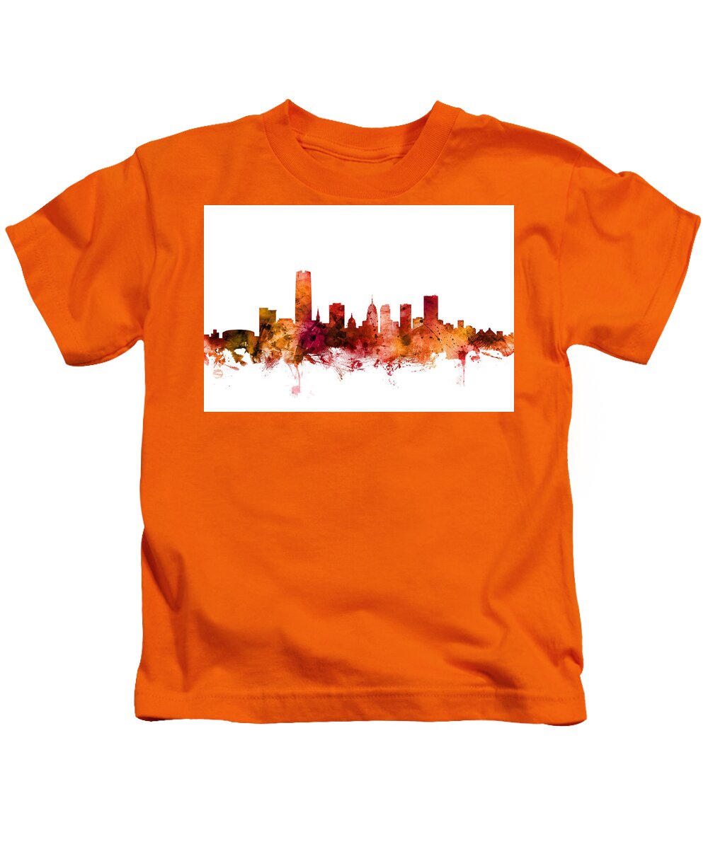 Oklahoma City Kids T-Shirt featuring the digital art Oklahoma City Skyline #12 by Michael Tompsett