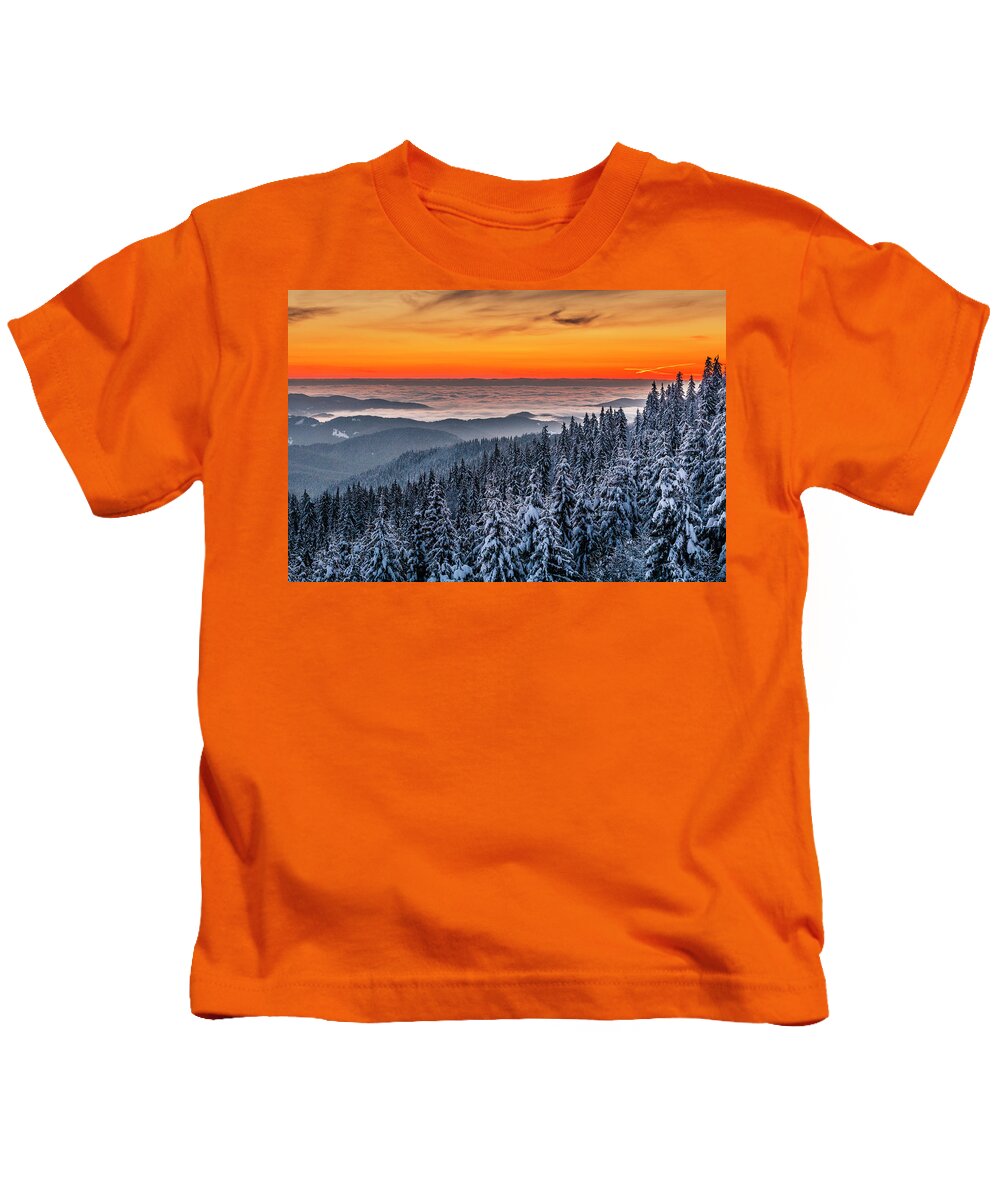 Bulgaria Kids T-Shirt featuring the photograph Above Ocean Of Clouds by Evgeni Dinev