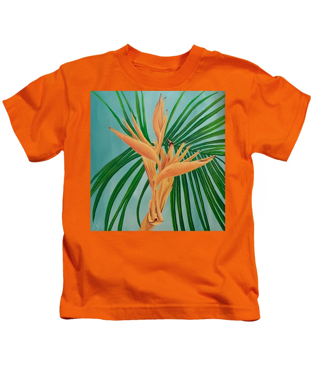 Birds Of Paradise Kids T-Shirt featuring the painting Aruban Botanicals #1 by Renee Noel