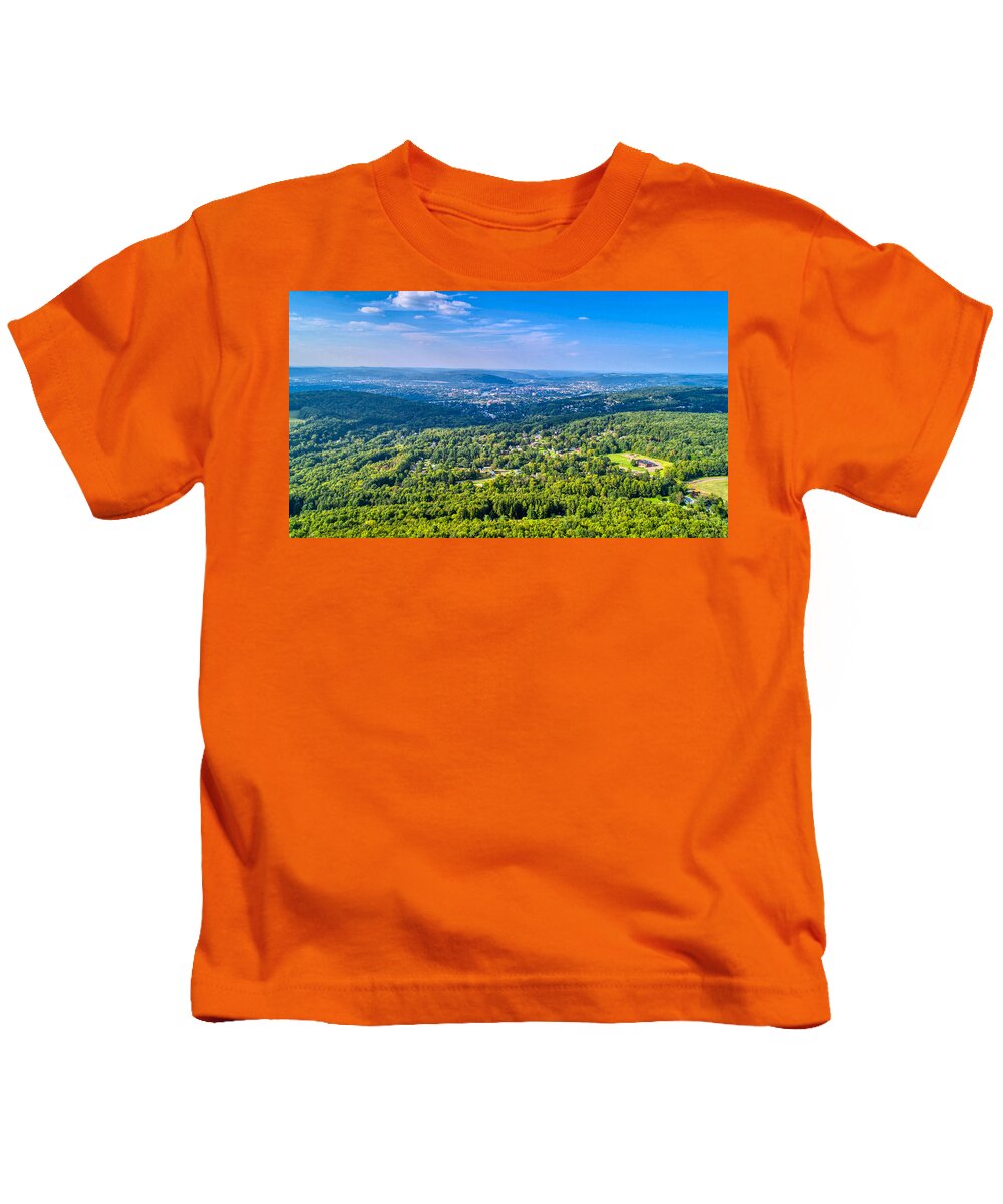 Finger Lakes Kids T-Shirt featuring the photograph Binghamton Aerial View by Anthony Giammarino