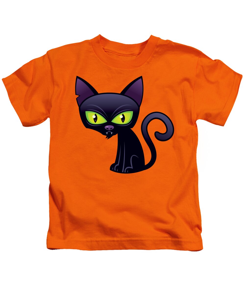 Animal Kids T-Shirt featuring the digital art Black Cat by John Schwegel