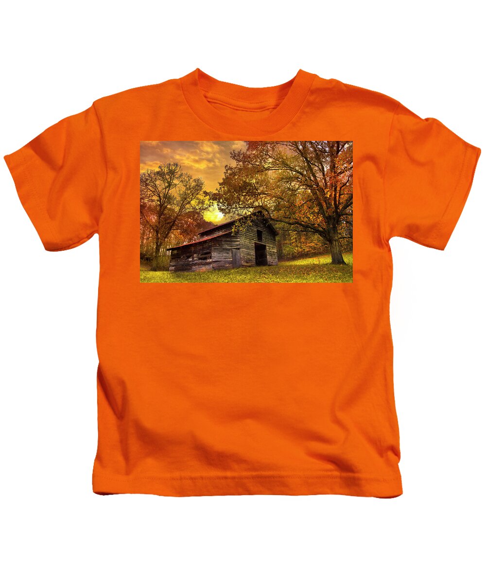Appalachia Kids T-Shirt featuring the photograph Chill of an Early Fall by Debra and Dave Vanderlaan