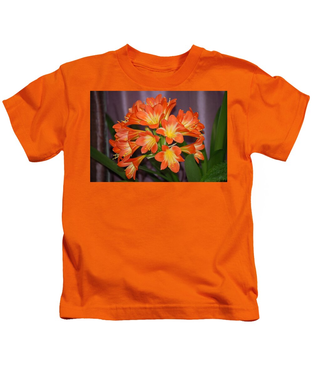 Flowers Kids T-Shirt featuring the photograph Clivia Blossoms by Nancy Ayanna Wyatt