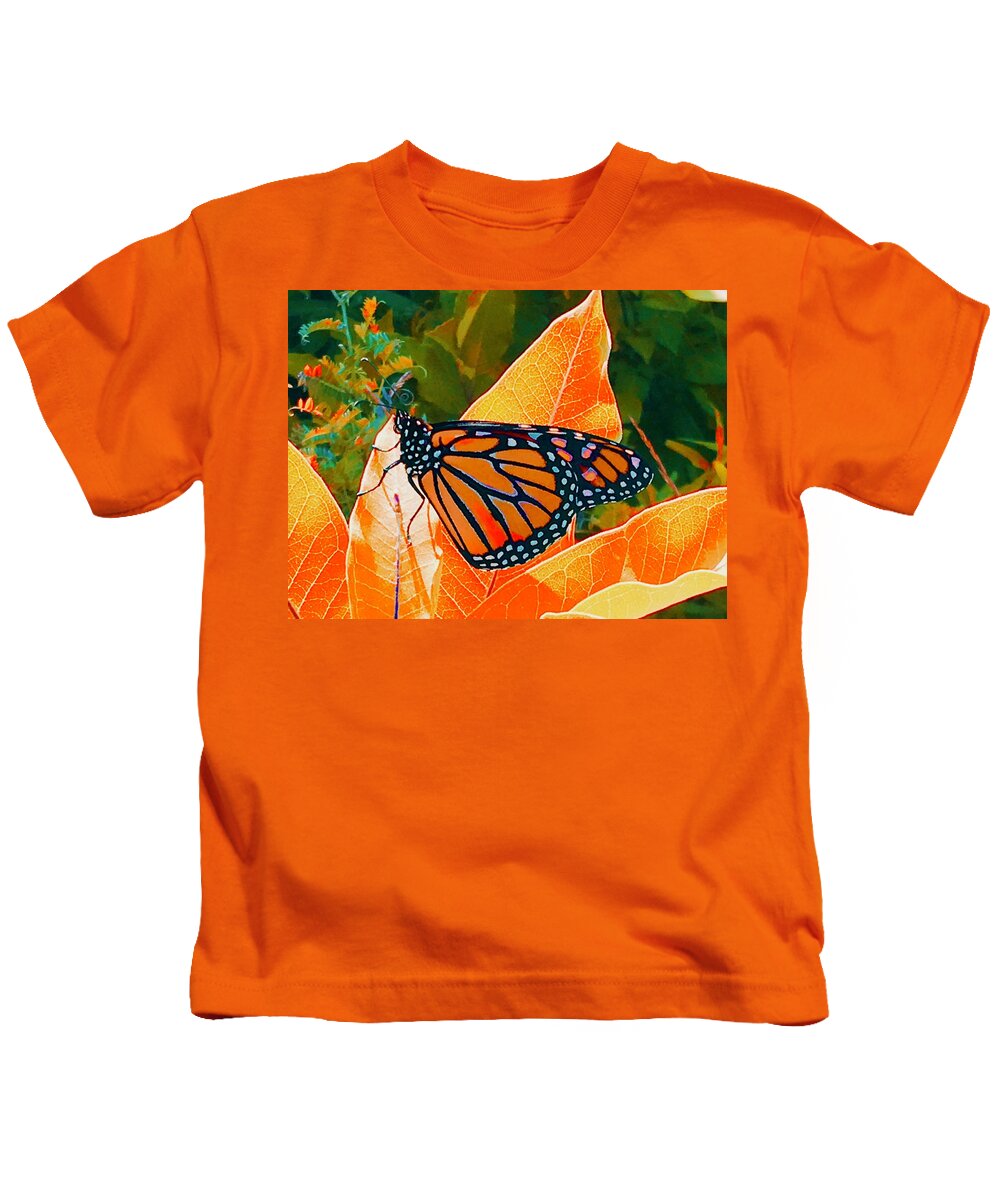 Fall Monarch Kids T-Shirt featuring the photograph Fall Monarch by Debra Grace Addison