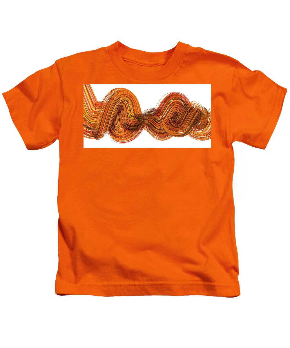 Brown Kids T-Shirt featuring the digital art Lines and Curves 2 by Scott Norris