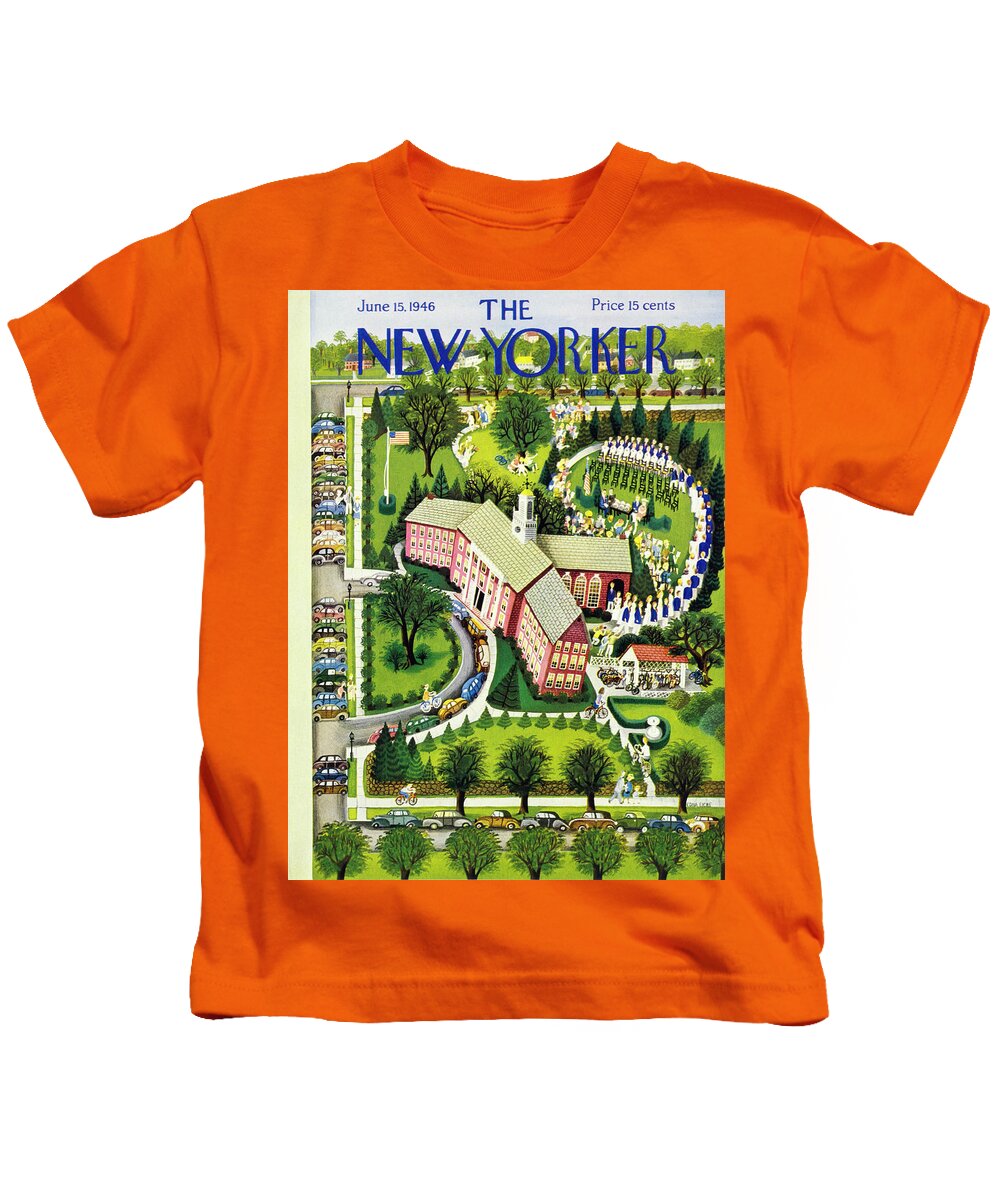 Illustration Kids T-Shirt featuring the painting New Yorker June 15 1946 by Edna Eicke