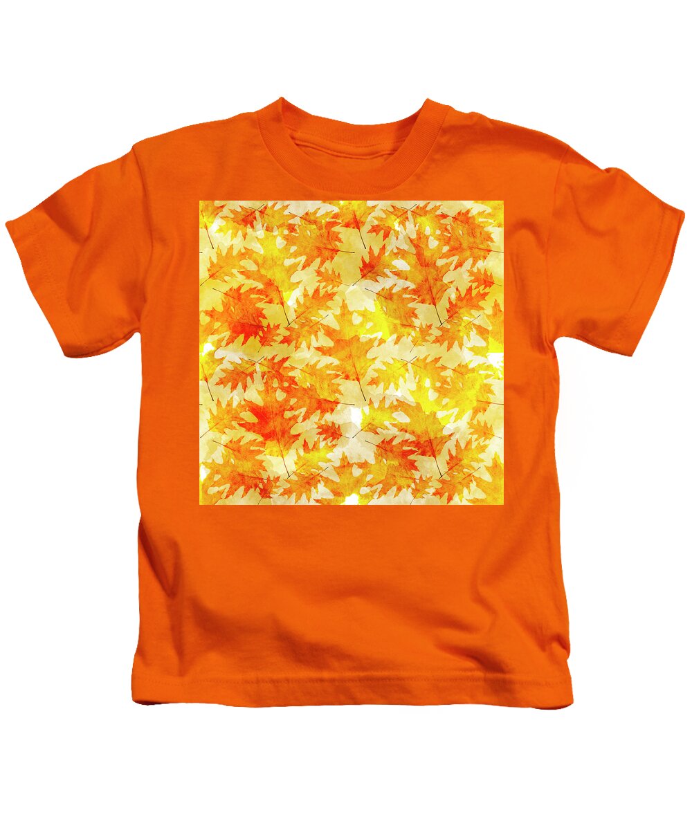 Leaf Pattern Kids T-Shirt featuring the mixed media Oak Leaf Pattern by Christina Rollo