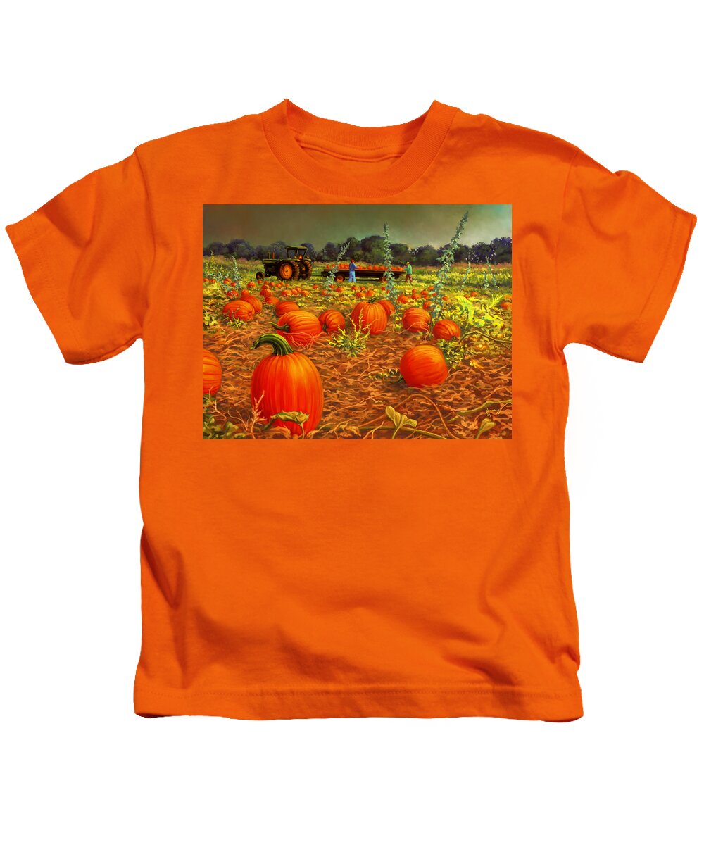 Agriculture Kids T-Shirt featuring the painting October Harvest by Hans Neuhart