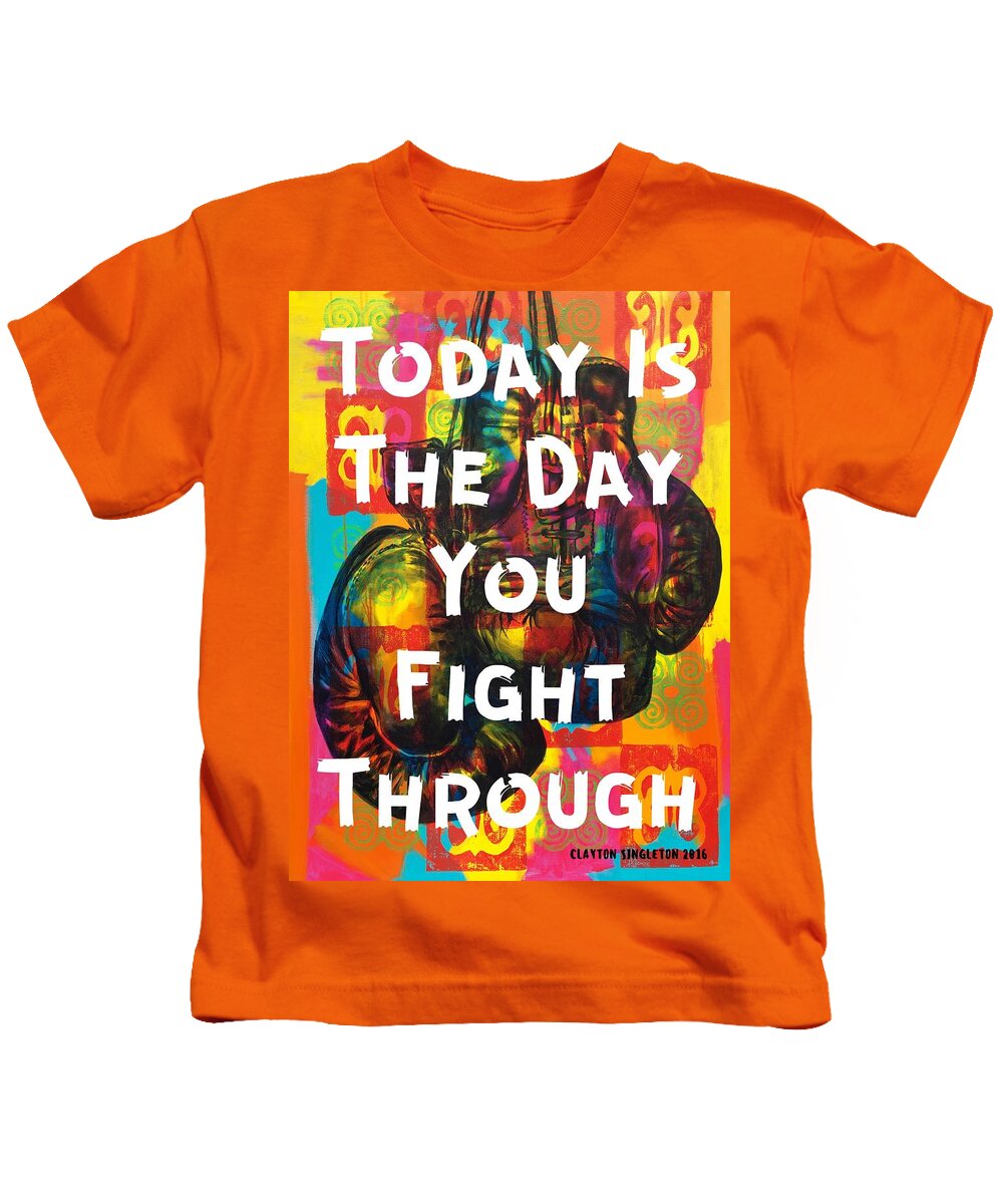 Colorful Kids T-Shirt featuring the painting Persevere/ Commit by Clayton Singleton