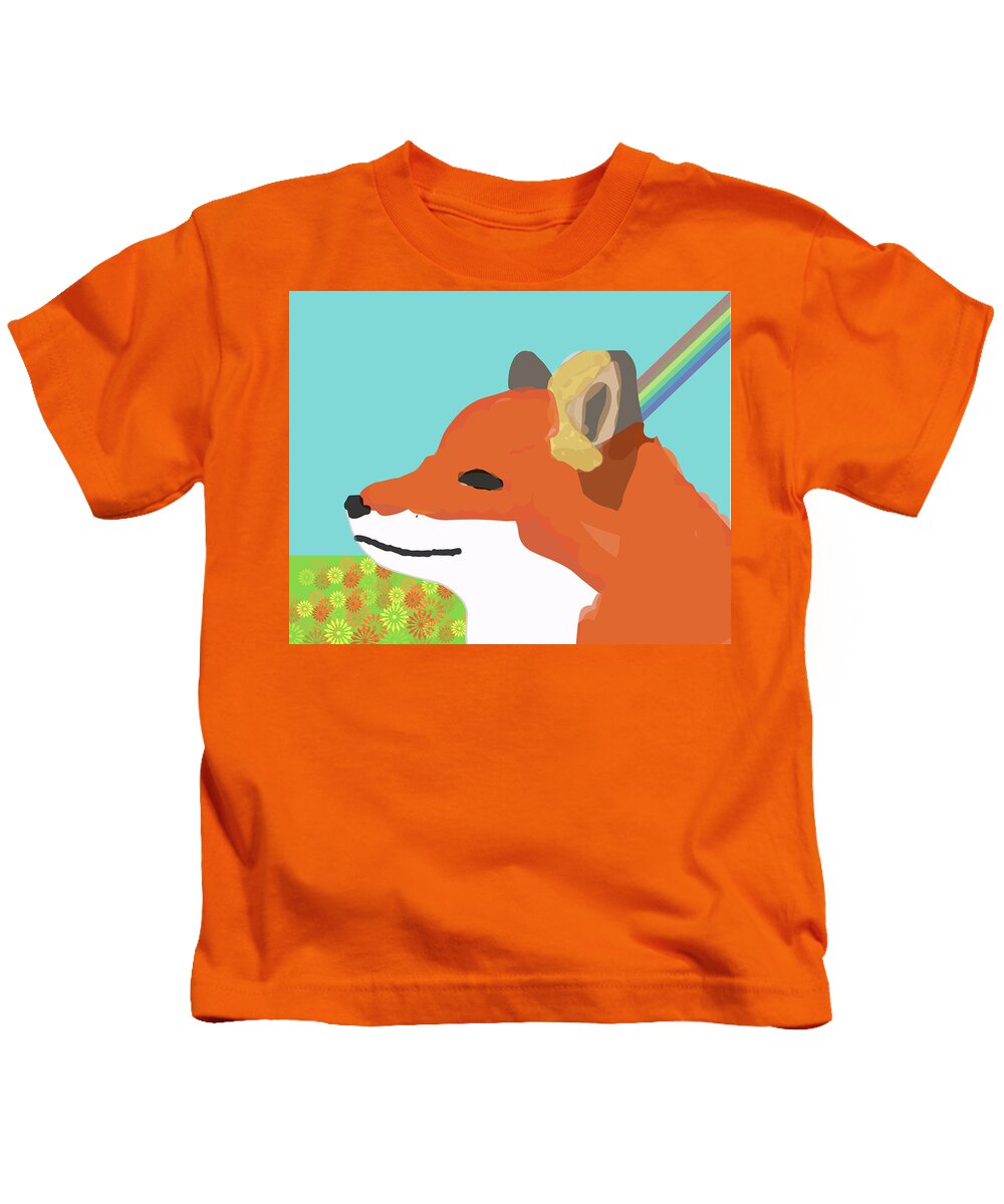 Fox Kids T-Shirt featuring the digital art Spring Fox by Caroline Elgin