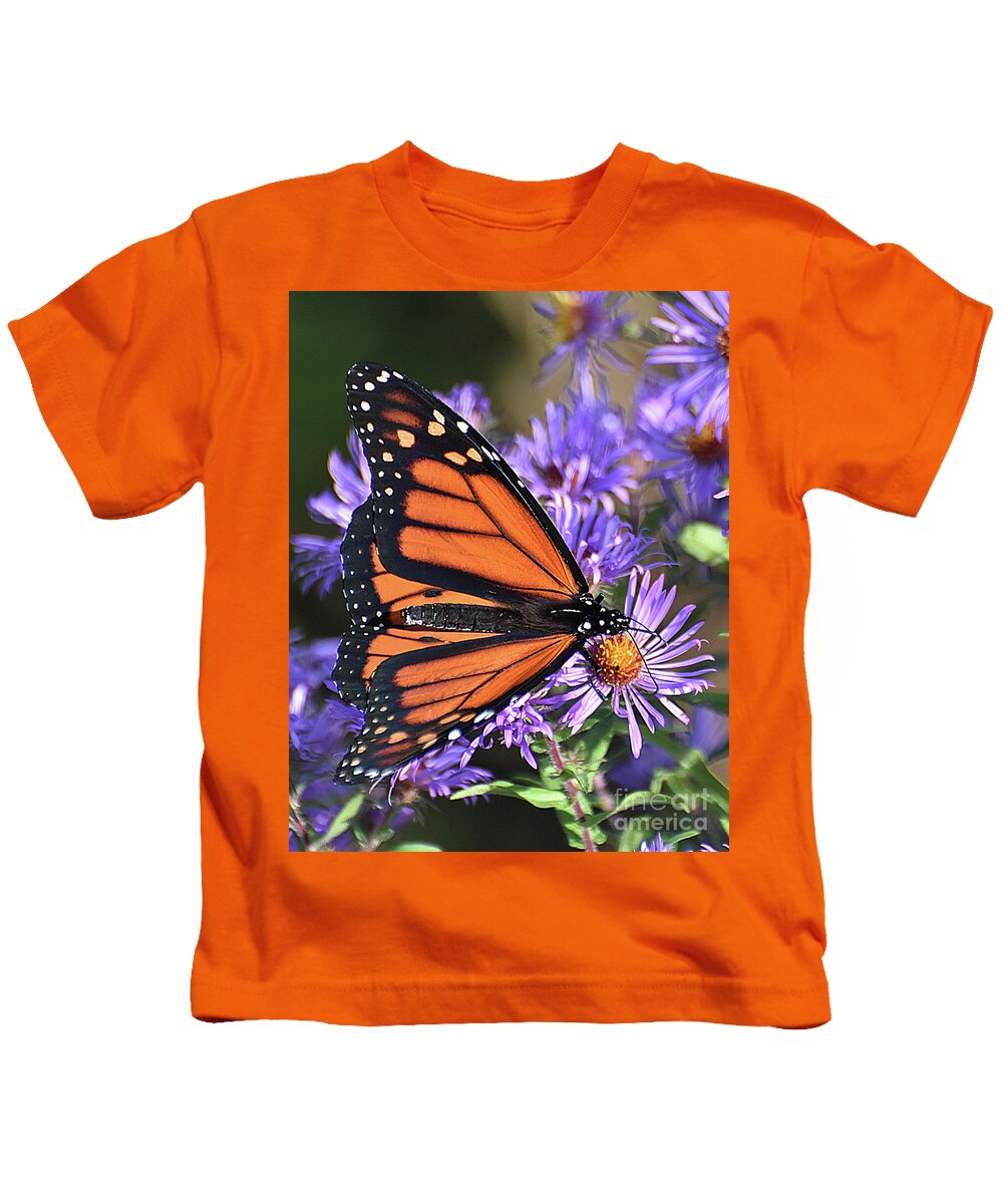 Diane Berry Kids T-Shirt featuring the photograph Sunset Monarch by Diane E Berry