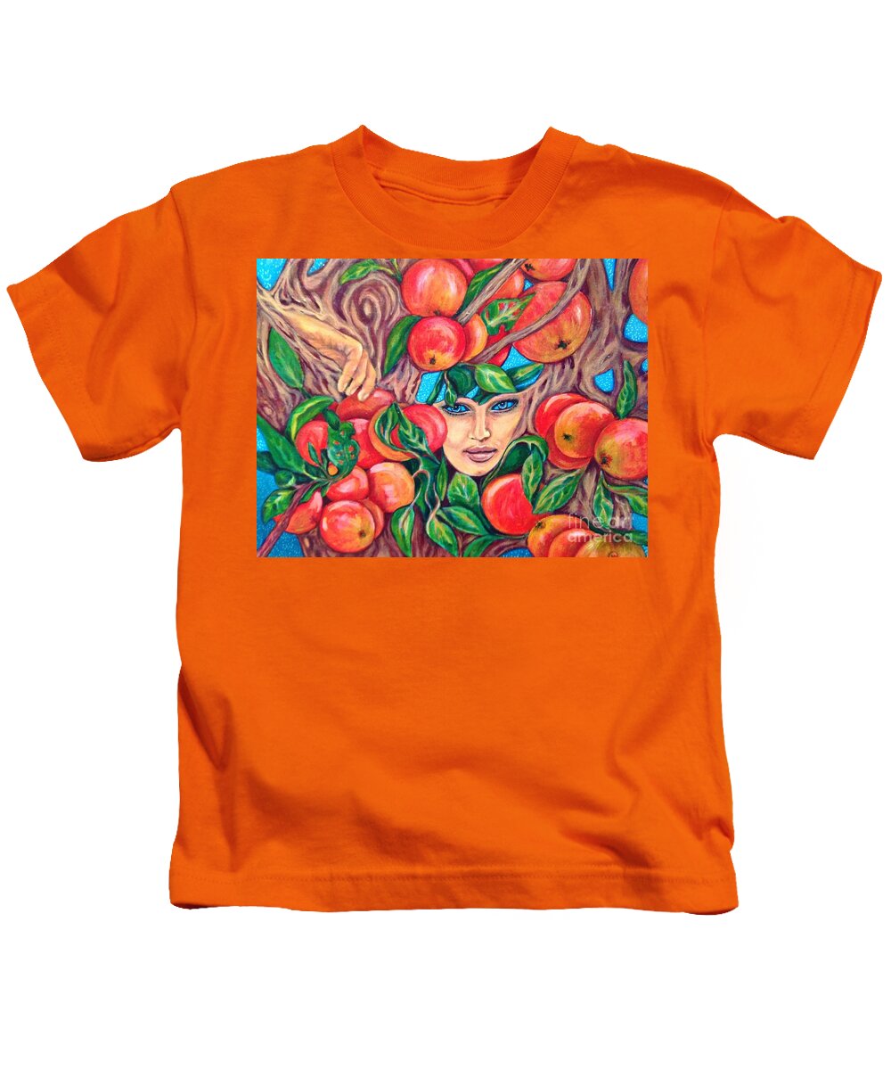Tree Kids T-Shirt featuring the painting The Apple Tree by Linda Markwardt