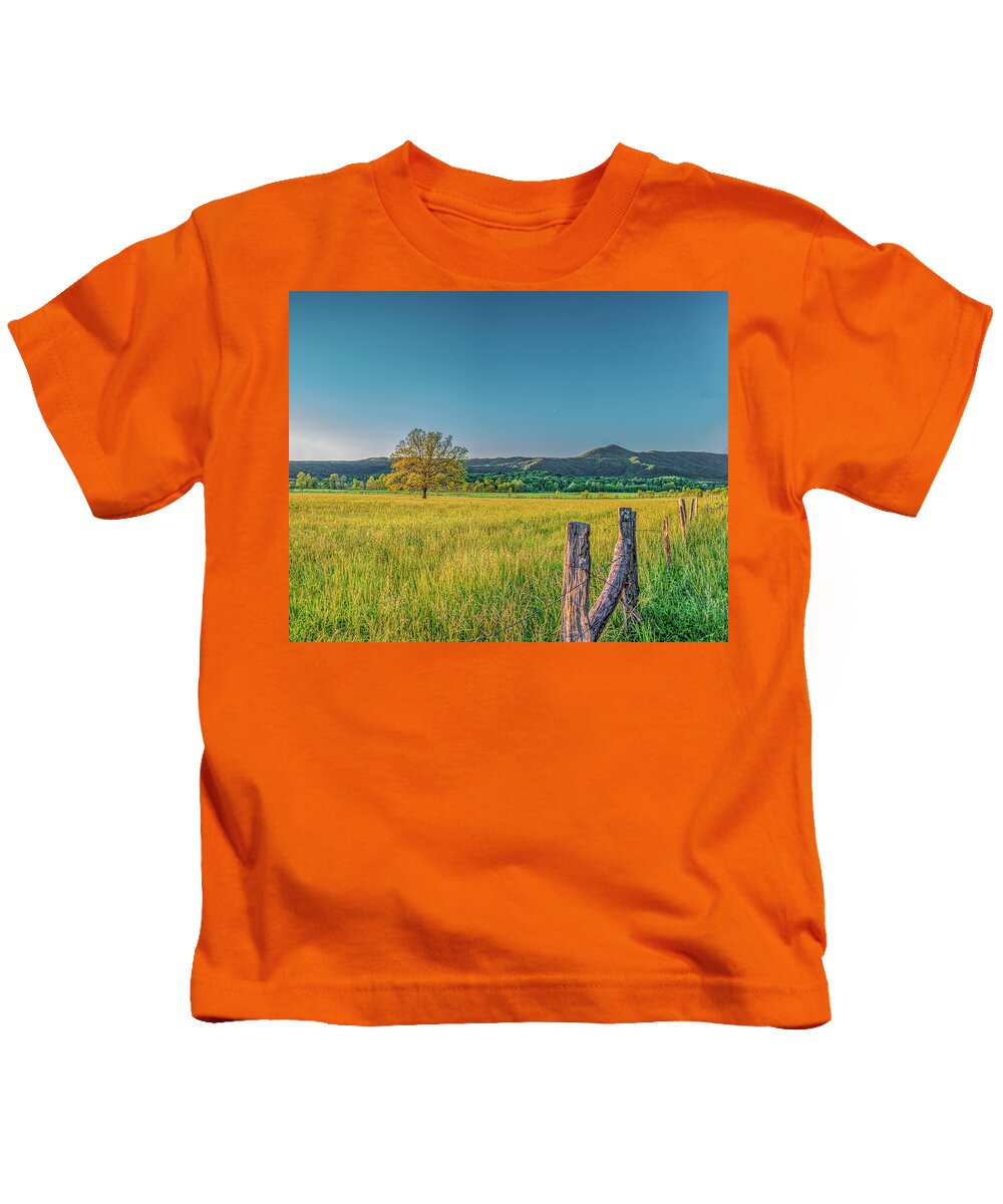  Kids T-Shirt featuring the photograph The Cove Tree With Fence by Marcy Wielfaert